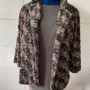 Women’s gray dress with soft black and grey jacket